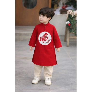 Áo dài Tết bé gái họa ngựa thêu độc đáo phong cách Boy Phố - Giá ưu đãi 108.680₫ 9