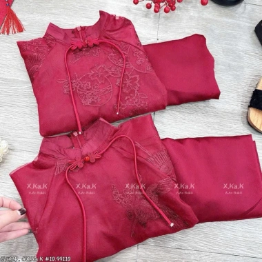 Áo dài tết bé gái hồng hạc + set quần lụa, váy xinh 199k – Giá ưu đãi 5