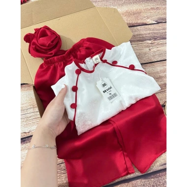 Áo Dài Tết Bé Gái Mẫu Mới 2.025 Xinh Xắn Tặng Khăn KS HƯƠNG BABY D04 3