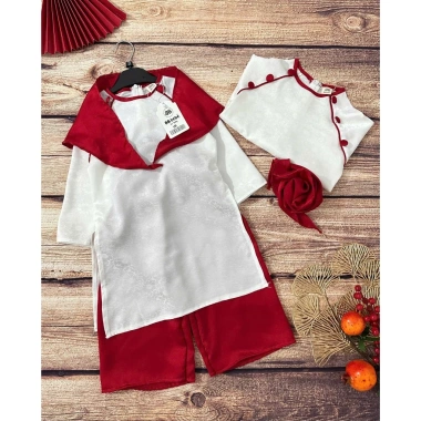 Áo Dài Tết Bé Gái Mẫu Mới 2.025 Xinh Xắn Tặng Khăn KS HƯƠNG BABY D04 6