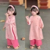 Áo Dài Tết Bé Gái Ngọc Trai Lụa Mềm Mại Đính Nơ Hồng Đỗ và Bờm - Giá Ưu Đãi 146k