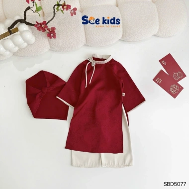 Áo Dài Tết Bé Gái Size 8-28kg Phối Nơ, Họa Tiết In Chìm - Tặng Khăn, Giá 385.000