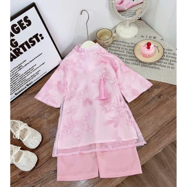Áo Dài Tết bé gái size lẻ thêu họa tiết đẹp, giảm còn 245.000 VNĐ