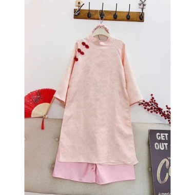 Áo Dài Tết Bé Gái Size Lớn 25-45kg Áo gấm, Quần lụa satin cao cấp, giảm giá 270k