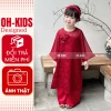 Áo Dài Tết Bé Gái Vải Lụa Gấm Đỏ Hoa 3D Nhẹ Nhàng, Thanh Lịch - Độc quyền OH KIDS