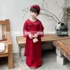 Áo Dài Tết Bé Gái Vải Lụa Gấm Đỏ Hoa 3D Nhẹ Nhàng, Thanh Lịch - Độc quyền OH KIDS 2