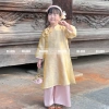 Áo Dài Tết Bé Gái Vải Lụa Vàng Ánh Kim Cao Cấp - Set Truyền Thống OH KIDS OH43 3