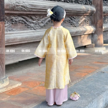 Áo Dài Tết Bé Gái Vải Lụa Vàng Ánh Kim Cao Cấp - Set Truyền Thống OH KIDS OH43 7