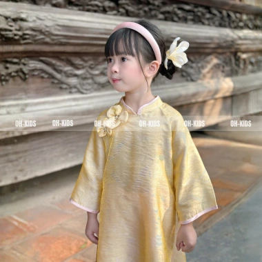 Áo Dài Tết Bé Gái Vải Lụa Vàng Ánh Kim Cao Cấp - Set Truyền Thống OH KIDS OH43 8