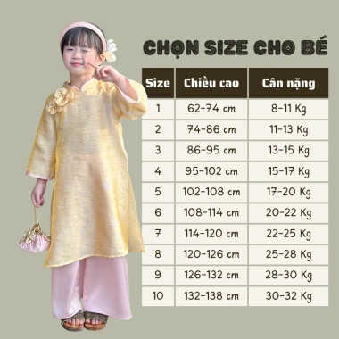 Áo Dài Tết Bé Gái Vải Lụa Vàng Ánh Kim Cao Cấp - Set Truyền Thống OH KIDS OH43 9
