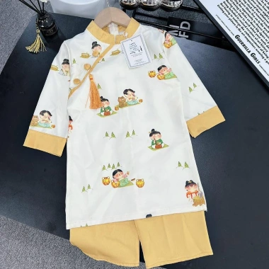 Áo dài Tết bé trai, bé gái cách tân 3D lụa chất kèm khăn đội đầu - Giảm 189k 10 Áo dài Tết bé trai, bé gái cách tân 3D lụa chất kèm khăn đội đầu - Giảm 189k 10