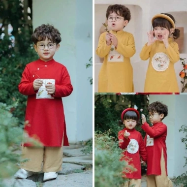 Áo dài tết bé trai, bé gái họa tiết thêu sắc nét + quần lụa cách tân - 190.000₫ 4 Áo dài tết bé trai, bé gái họa tiết thêu sắc nét + quần lụa cách tân - 190.000₫ 4