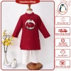Áo dài Tết bé trai cách tân thêu vân hạc nhung dài tay Fullsize 175k