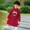 Áo dài Tết bé trai cách tân thêu vân hạc nhung dài tay Fullsize 175k 4