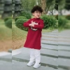 Áo dài Tết bé trai cách tân thêu vân hạc nhung dài tay Fullsize 175k 7