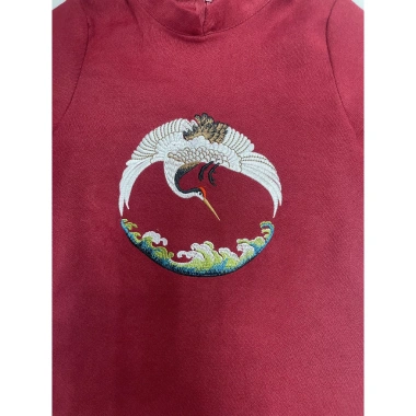 Áo dài Tết bé trai cách tân thêu vân hạc nhung dài tay Fullsize 175k