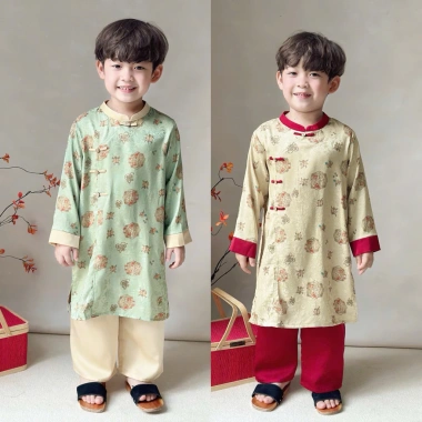 Áo Dài Tết Bé Trai CELINA BT6 Cách Tân Lụa Gấm Mềm Mịn Kèm Quần Giá 299.000 VNĐ