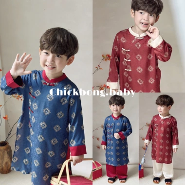 Áo Dài Tết Bé Trai CHICKBONG 8-35kg Lụa Nhung Gấm Cao Cấp Nhiều Màu 295.000₫