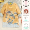Áo dài Tết bé trai đồ lễ hội họa tiết rồng bay Cảnh Nghi, chất tơ mềm mịn, thiết kế cách tân, giảm giá 22% - 171.999₫