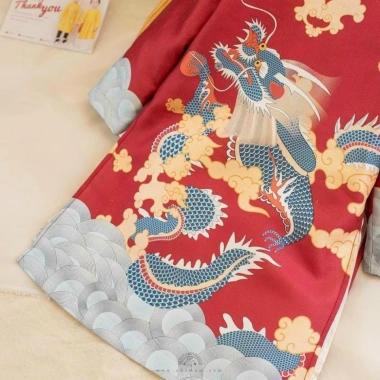Áo dài Tết bé trai đồ lễ hội họa tiết rồng bay Cảnh Nghi, chất tơ mềm mịn, thiết kế cách tân, giảm giá 22% - 171.999₫