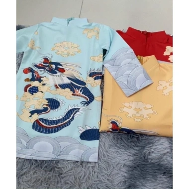 Áo dài Tết bé trai đồ lễ hội họa tiết rồng bay Cảnh Nghi, chất tơ mềm mịn, thiết kế cách tân, giảm giá 22% - 171.999₫