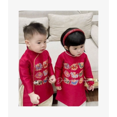 Áo dài Tết bé trai & gái Dung Kids - Thiết kế cổ truyền con giáp, size 1‑10 tuổi, chất liệu mềm mại, đồ Tết giá ưu đãi 192k