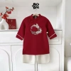 Áo dài tết bé trai nhung mềm, cách tân thêu hạc + quần lụa cao cấp SCE KIDS S003 2