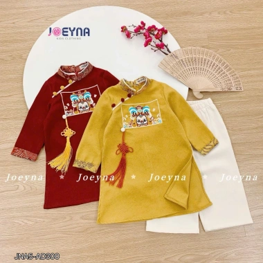 Áo Dài Tết Bé Trai Thiên Ý Phối Gấm Joeyna - Chất Cao Cấp, Size 8-23kg, Giá 375.000₫