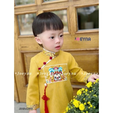 Áo Dài Tết Bé Trai Thiên Ý Phối Gấm Joeyna - Chất Cao Cấp, Size 8-23kg, Giá 375.000₫