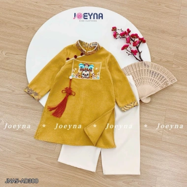 Áo Dài Tết Bé Trai Thiên Ý Phối Gấm Joeyna - Chất Cao Cấp, Size 8-23kg, Giá 375.000₫