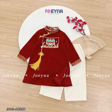 Áo Dài Tết Bé Trai Thiên Ý Phối Gấm Joeyna - Chất Cao Cấp, Size 8-23kg, Giá 375.000₫