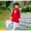 Áo dài Tết cách tân bé trai 2 màu đỏ, thêu 2 bên tay, xẻ tà, size 9‑40kg, đặc biệt, độ bền cao, giảm giá 189k - phong cách hiện đại