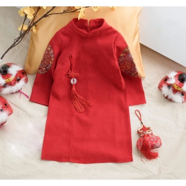 Áo dài Tết cách tân bé trai 2 màu đỏ, thêu 2 bên tay, xẻ tà, size 9‑40kg, đặc biệt, độ bền cao, giảm giá 189k - phong cách hiện đại 8