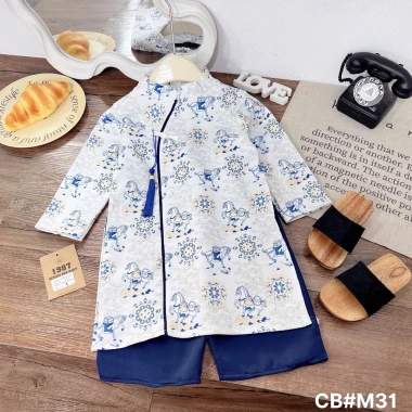 Áo dài Tết cách tân bé trai thêu ngựa lụa gấm 10-30kg - Tiệm Nhà Sam 109k 3