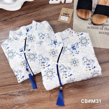 Áo dài Tết cách tân bé trai thêu ngựa lụa gấm 10-30kg - Tiệm Nhà Sam 109k 5