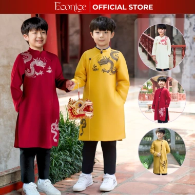 Áo dài tết cách tân Econice 2.025 cho bé trai, bé gái, size 4-12 tuổi, chỉ 309.000đ