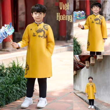 Áo dài tết cách tân Econice 2.025 cho bé trai, bé gái, size 4-12 tuổi, chỉ 309.000đ