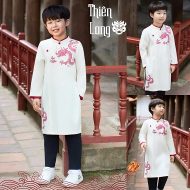 Áo dài tết cách tân Econice 2.025 cho bé trai, bé gái, size 4-12 tuổi, chỉ 309.000đ