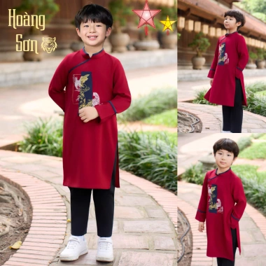 Áo dài tết cách tân Econice 2.025 cho bé trai, bé gái, size 4-12 tuổi, chỉ 309.000đ