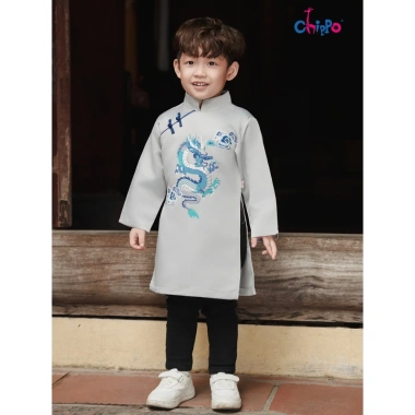 Áo dài tết cách tân hình Rồng mây Chippo cho bé trai 3‑12 tuổi, chất liệu thoáng mát, giá ưu đãi 236k 6