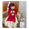 Áo Dài Tết Cách Tân Nhung Đỏ Đính Hoa Cho Bé Gái 8-38kg Giá 270k Giảm Sốc 9