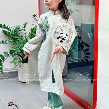 Áo dài Tết cao cấp cho bé trai & bé gái kèm quần lụa May ANJA - Giá 569k 2