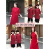 Áo dài Tết Cát Tường lụa gấm cho mẹ & bé, kèm quần đen Đậu Kids&Mom - 290k