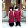 Áo dài Tết Cát Tường lụa gấm cho mẹ & bé, kèm quần đen Đậu Kids&Mom - 290k 10