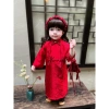 Áo Dài Tết Lụa Gấm Đỏ Đính Nơ Siêu Xinh Cách Tân Cho Mẹ và Bé - HANNAHBABY