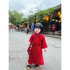 Áo Dài Tết Lụa Gấm Đỏ Đính Nơ Siêu Xinh Cách Tân Cho Mẹ và Bé - HANNAHBABY 4