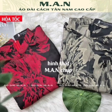 Áo dài tết nam đỏ gấm hoa cách tân cao cấp, form đứng chuẩn như hình – M.A.N giảm giá 398k