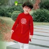Áo Dài Tết Ngọc Bội Thêu Ngực Bé Trai Vải Nhung Lì Cao Cấp AD26 không kèm quà - 119.900đ