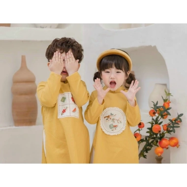Áo dài Tết Thuỷ Tâm AD009 họa tiết thêu sắc nét kèm quần lụa cách tân - 190k
