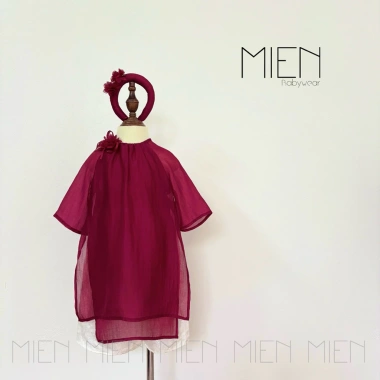 Áo dài tết tơ đỏ cho bé gái kèm mấn MIEN - Sẵn ship, giảm giá chỉ 379.000đ (AD1) 5